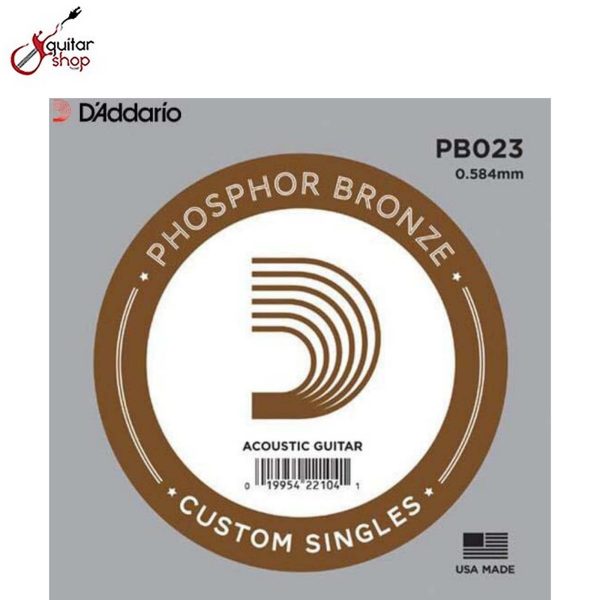 D'Addario PB023 Phosphor Bronze Wound Acoustic Guitar Single String .023